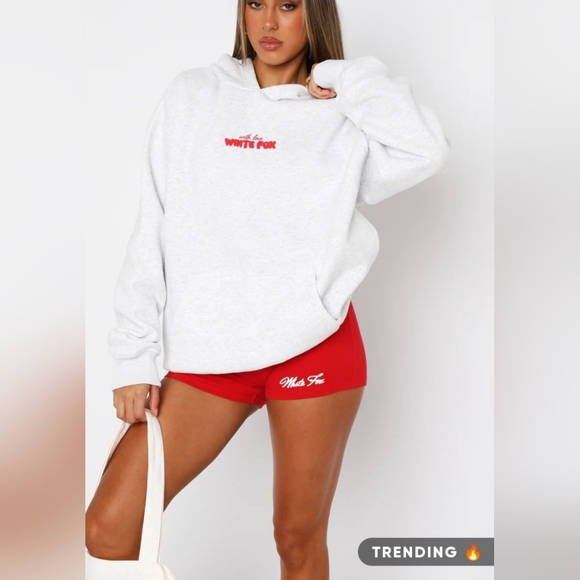 WHITE FOX!! BEST SELLER!! With Love In The Moment Oversized Hoodie Grey Marle - Picture 3 of 12